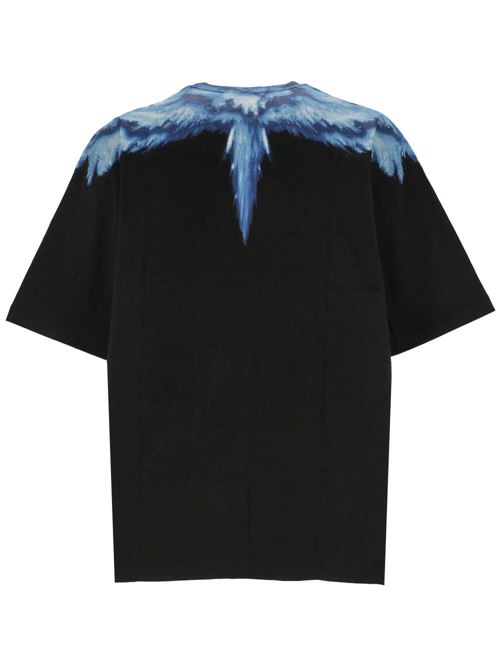 T-shirt nero/blu con stampa Wings MARCELO BURLON COUNTY OF MILAN | CMAA054S24JER0021045